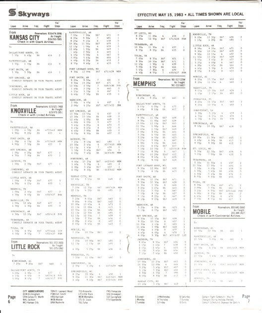 Skyways timetable 1983/05/15