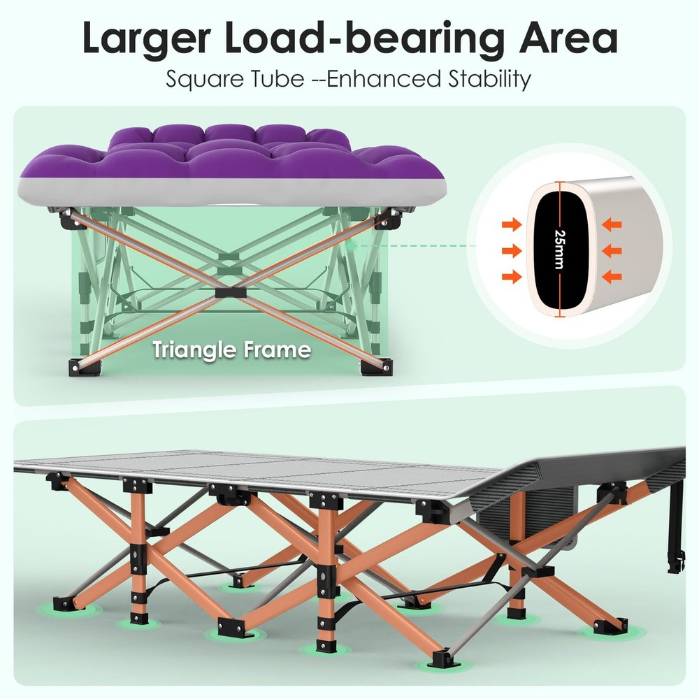 Camping Cot, Folding Camping Cot Bed for Adults Sleeping 1200D Double Layer O...