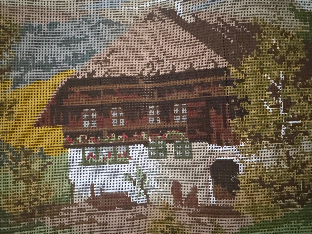 Vintage Germany Needlepoint Canvas "Schwarzwald", Rare