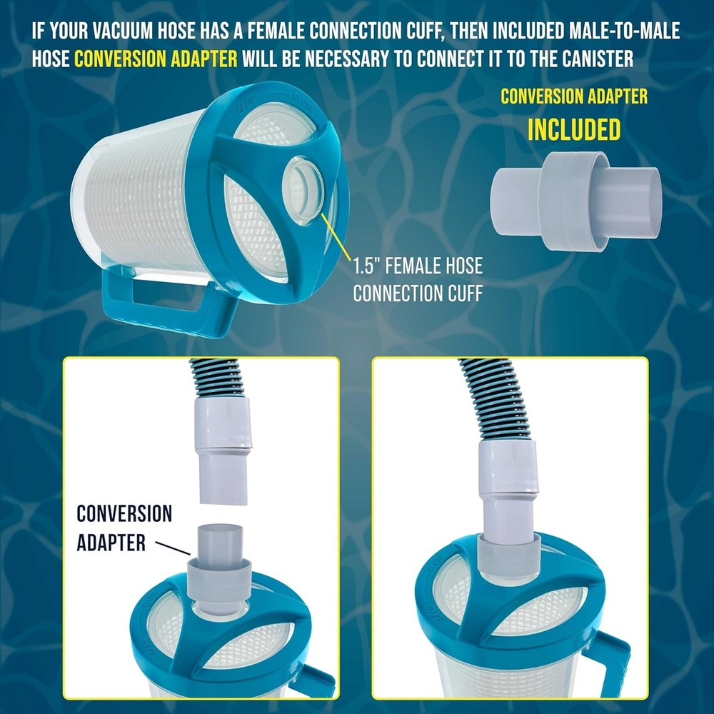 Inline Pool Leaf Canister Vacuum Filter Basket for Inground Pools – 9x6 Inch,...