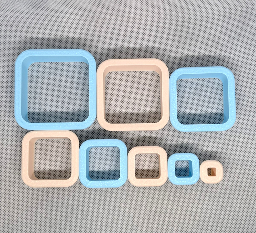 Rounded Square Clay Cutter Shape Set ~ Polymer Crafting Tool ~ Stackable Outline
