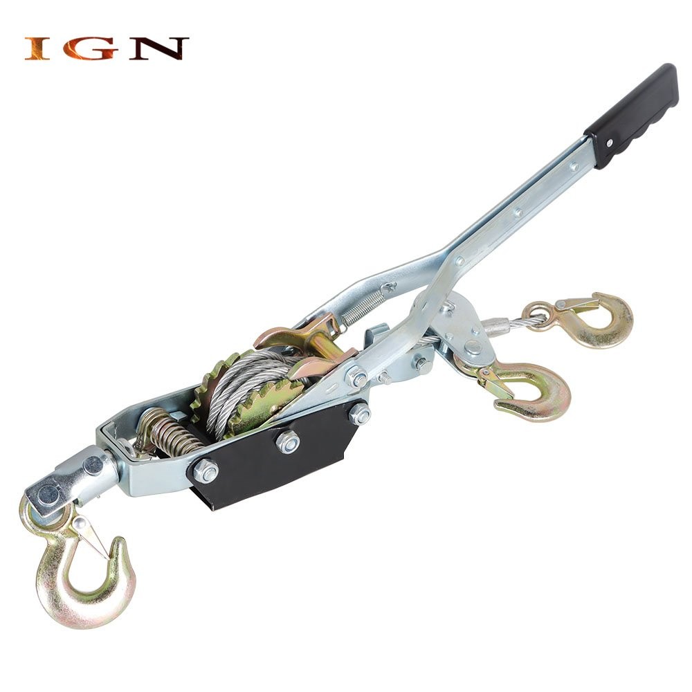 New Dual Gear Power Puller Steel Cable Handle 4 Ton Power Puller With 3 Hooks