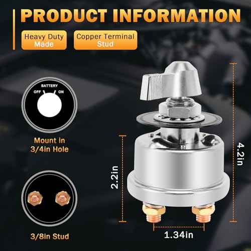 Battery Disconnect Switch, 12-48V 300A with Panel, 300A with Accessories