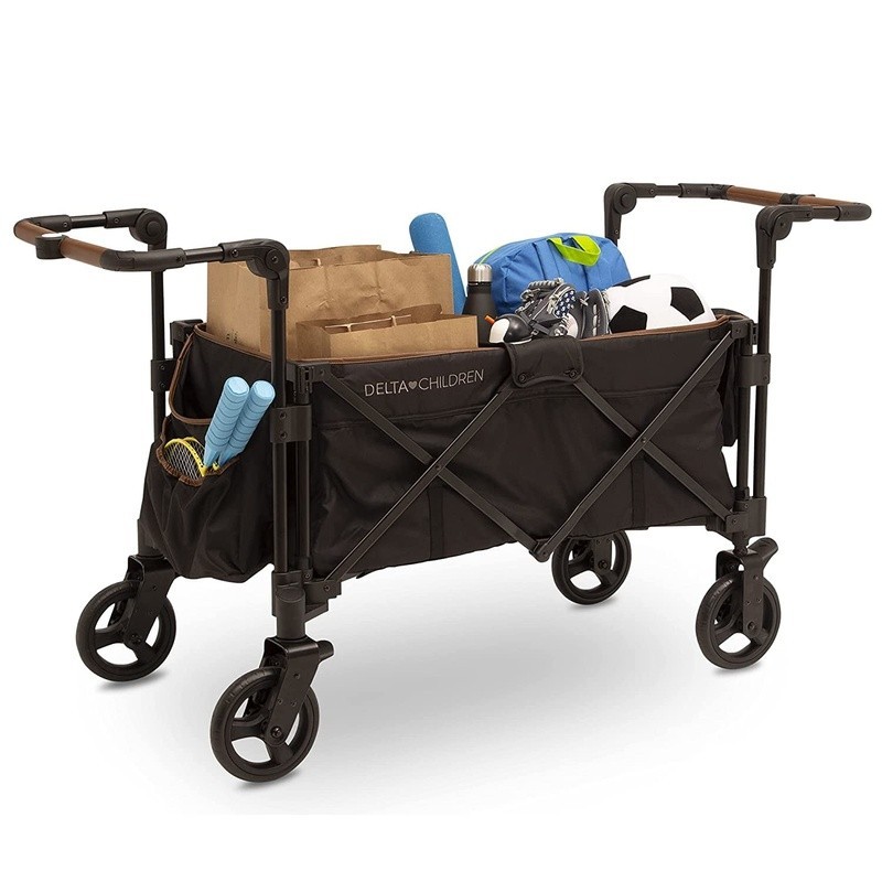 Stroller Wagon 2 Kids Push Pull Handles Canopy Cup Holders Storage Fold New