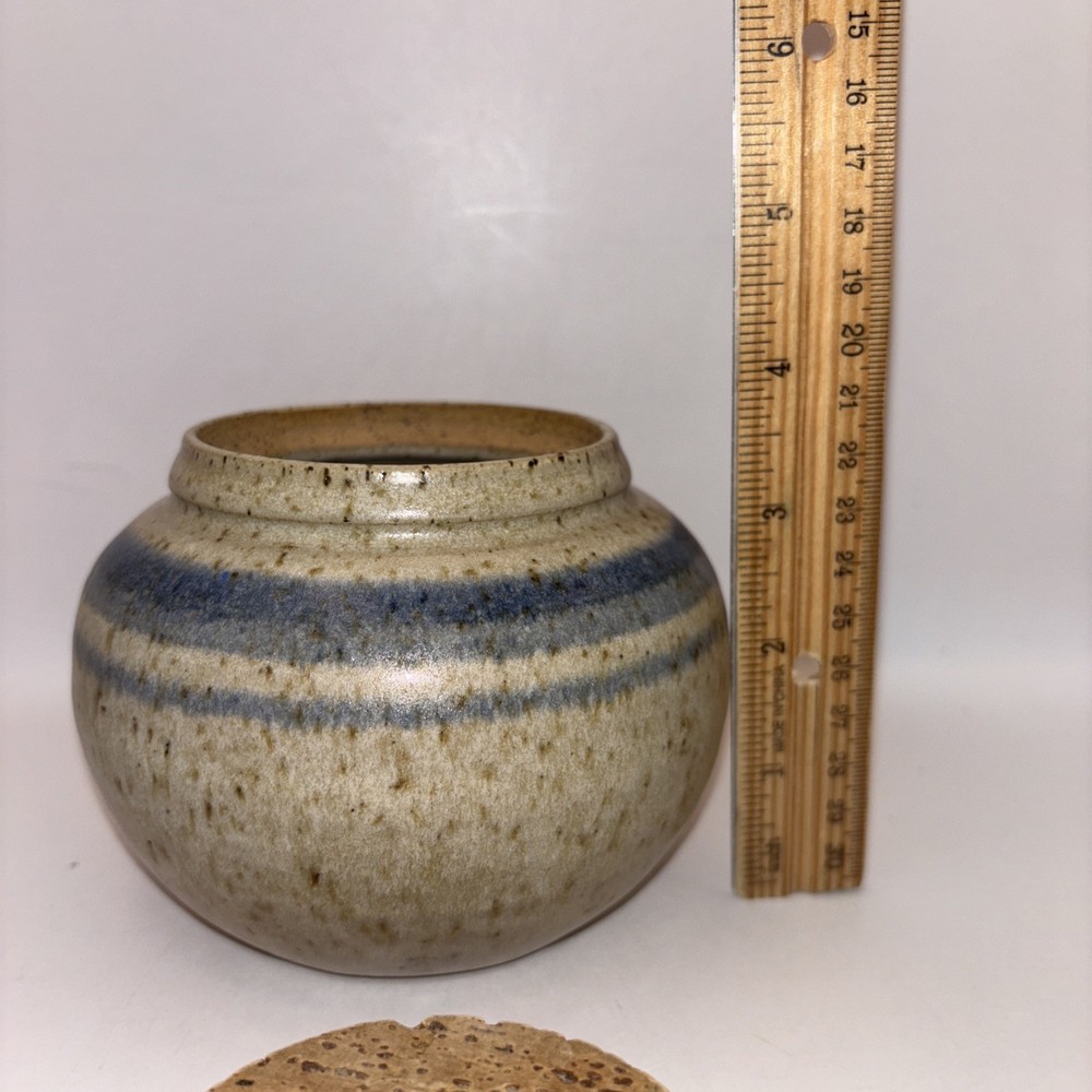 Art Pottery Round Container with Cork Lid~Signed