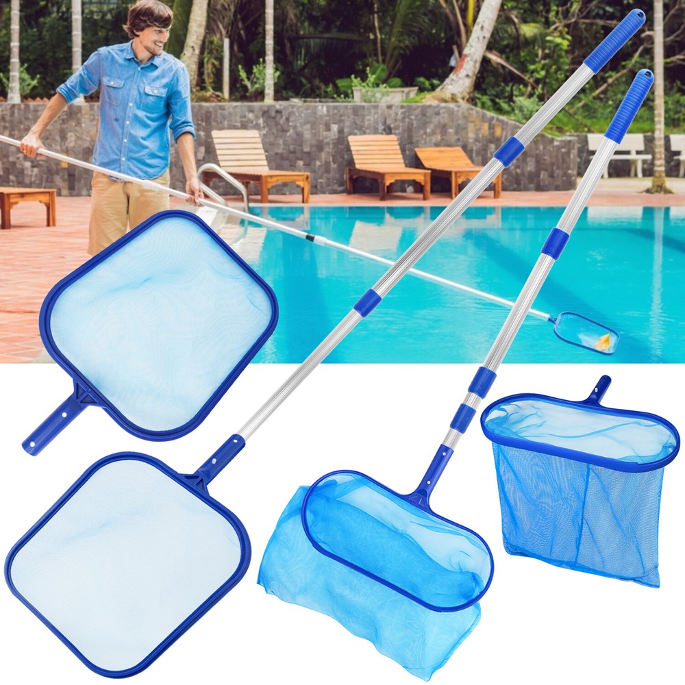 Pool Leaf Skimmer with Pole-Flat/Deep Mesh Bag for Easy Pool Cleaning&Maintenanc