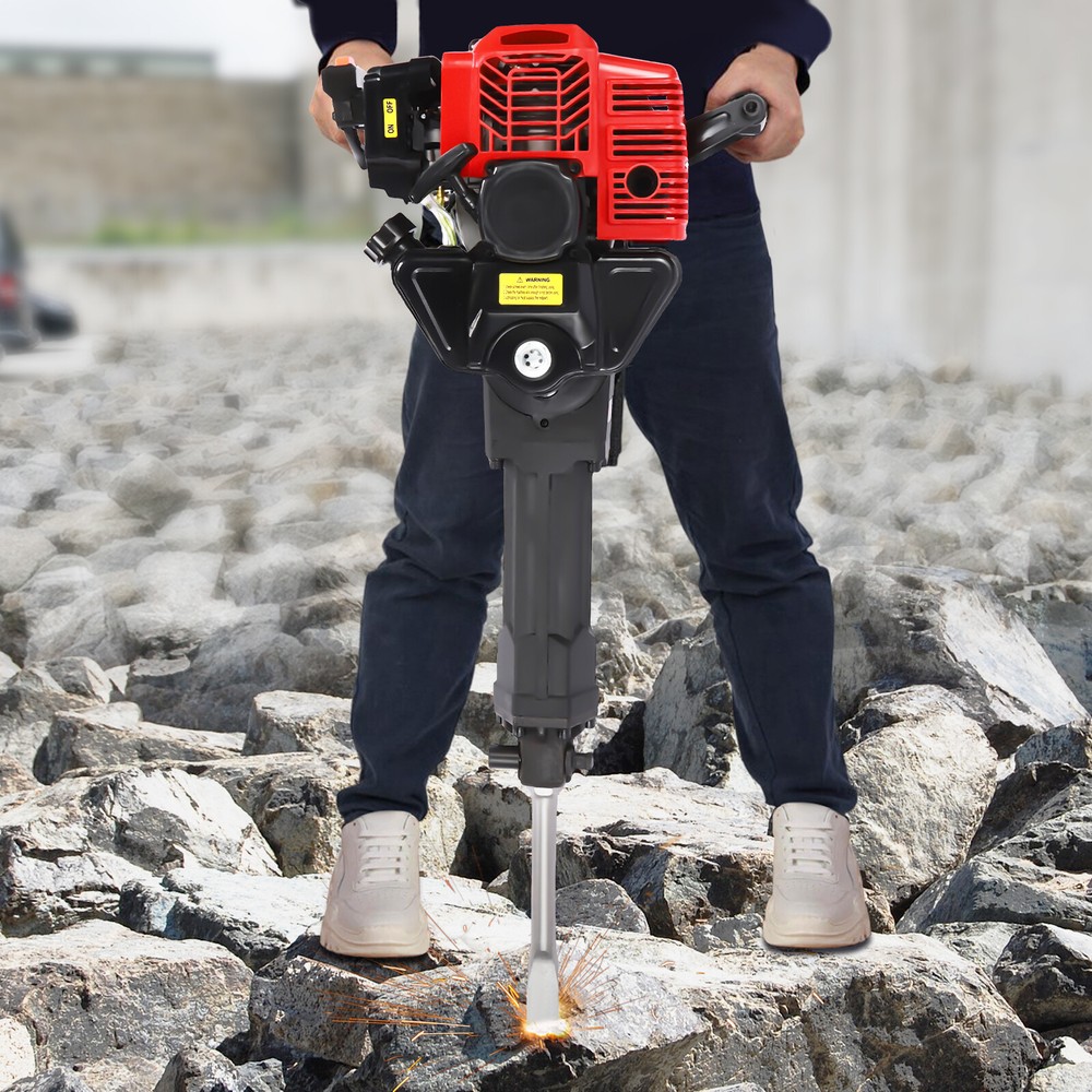 55J Gasoline Powered Demolition Jack Hammer Concrete Breaker w/ 2 Chisel Bits