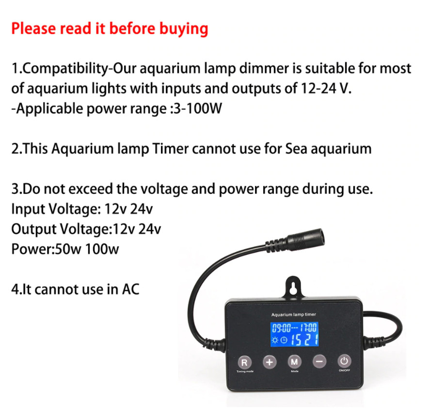 Aquarium Light LED Dimmer Timer Controller Fish Tank Sunrise Sunset Modulator AU