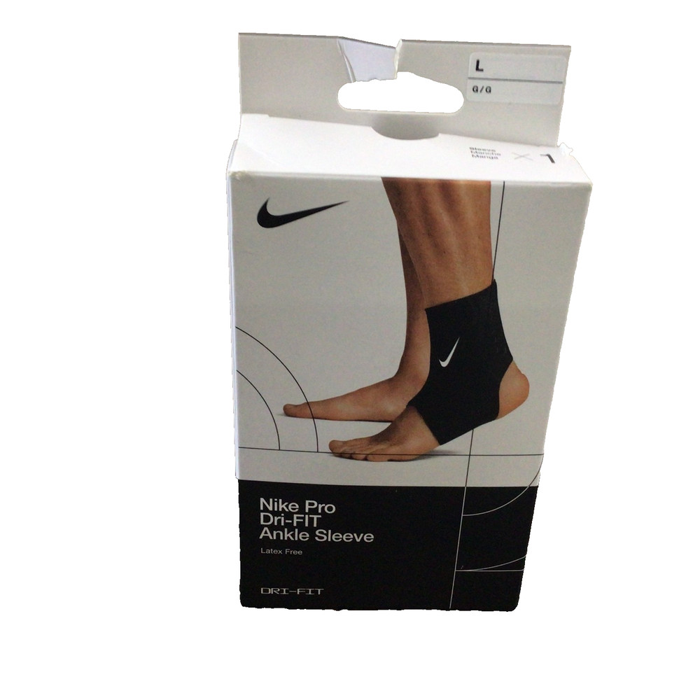 Nike PRO Ankle Sleeve 3 Black White Logo Size Large Compression Support Dri-FIT