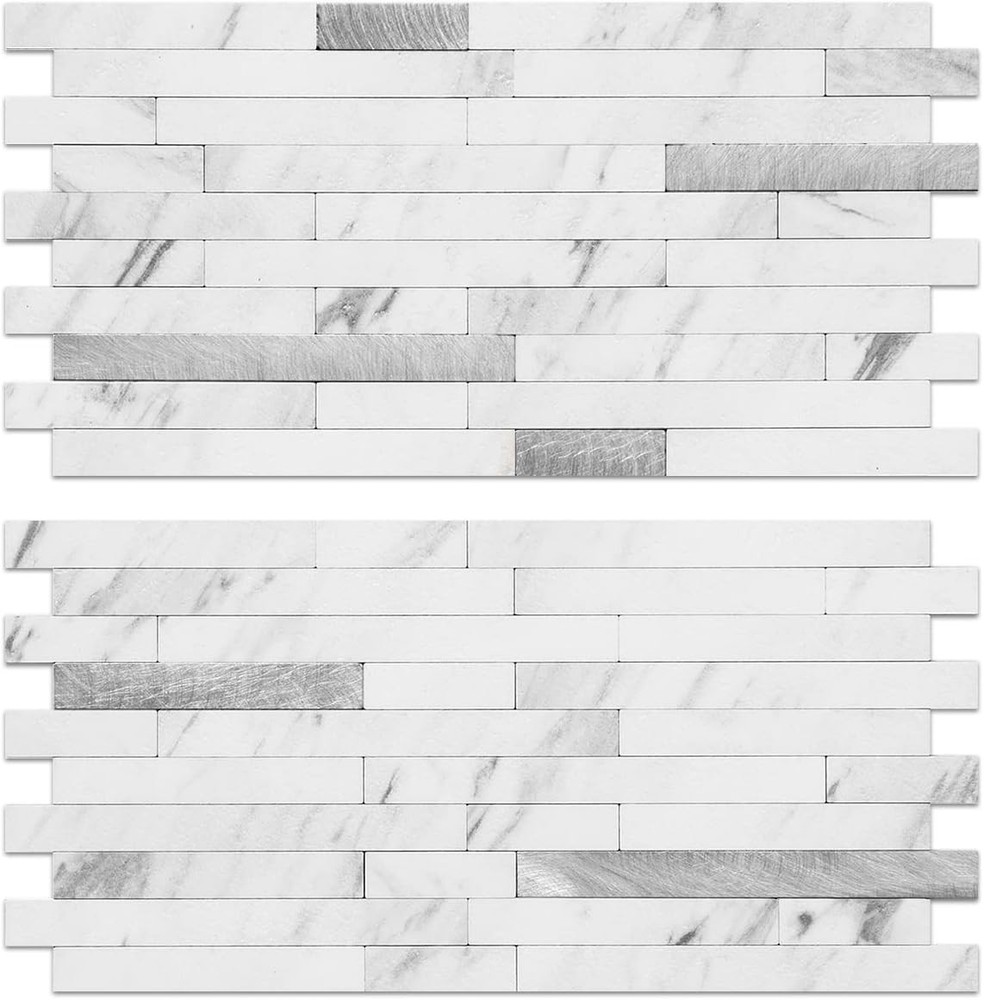 Heat Resistant PVC Backsplash Tiles, 40 Sheets with Textured Marble Surface
