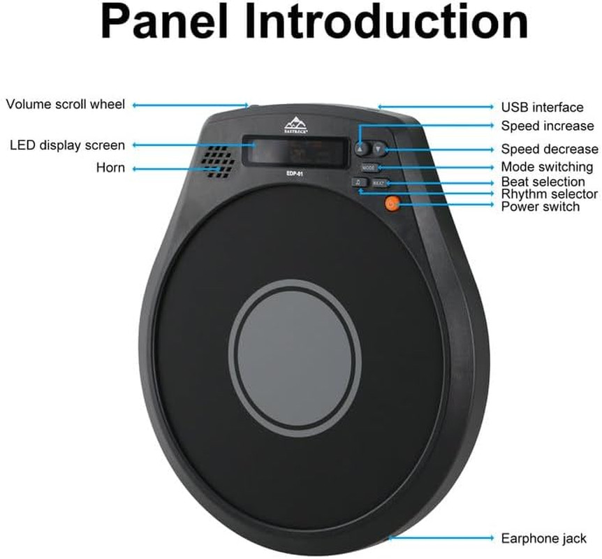 Electronic Practice Drum Pad, 12 Inches Portable Drum Pad