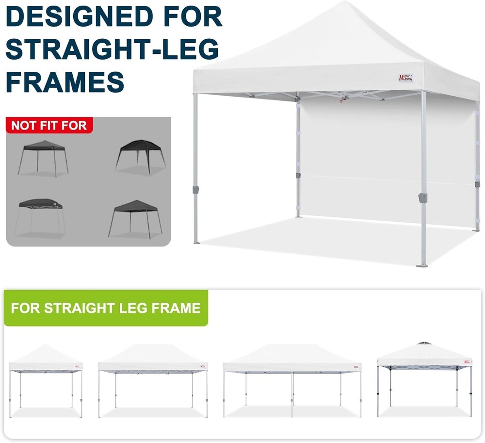 10x10ft White Canopy Side Wall - Easy Installation & Spliceable Design