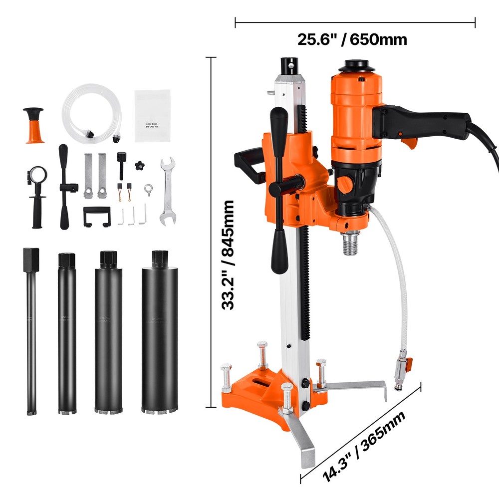 Diamond Core Drill Machine Handheld and Stand Concrete Core Drill Rig 8 in