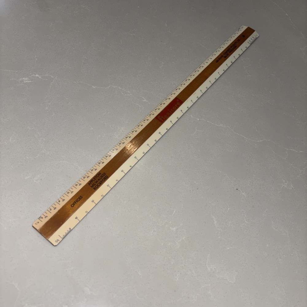 Vintage Wood Ruler Engineering Drafting - Flexicore  Wisconsin