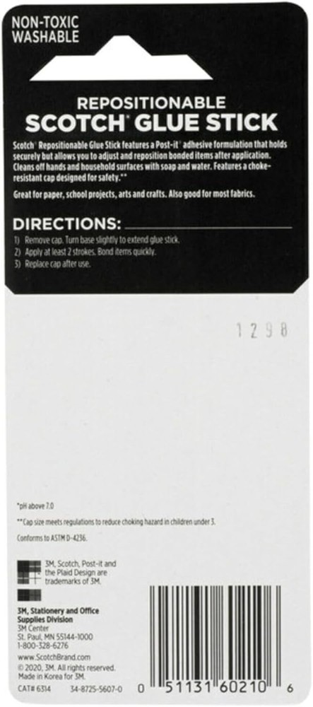 Removable Restickable Glue Stick.49oz, Repositionable Stick (5-Pack) 5-PACK