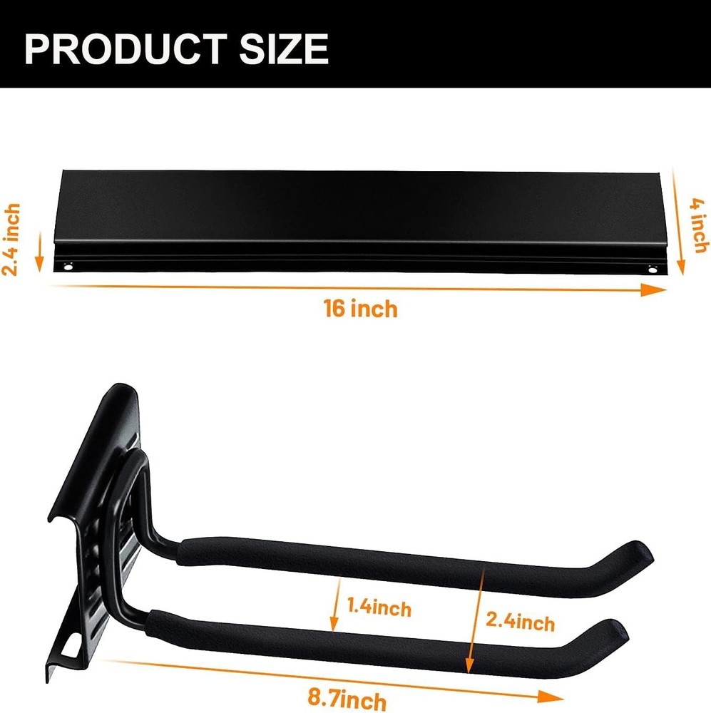 Wallmaster Garage Storage Organization Wall Mount, 12Hook+6Panel, Black