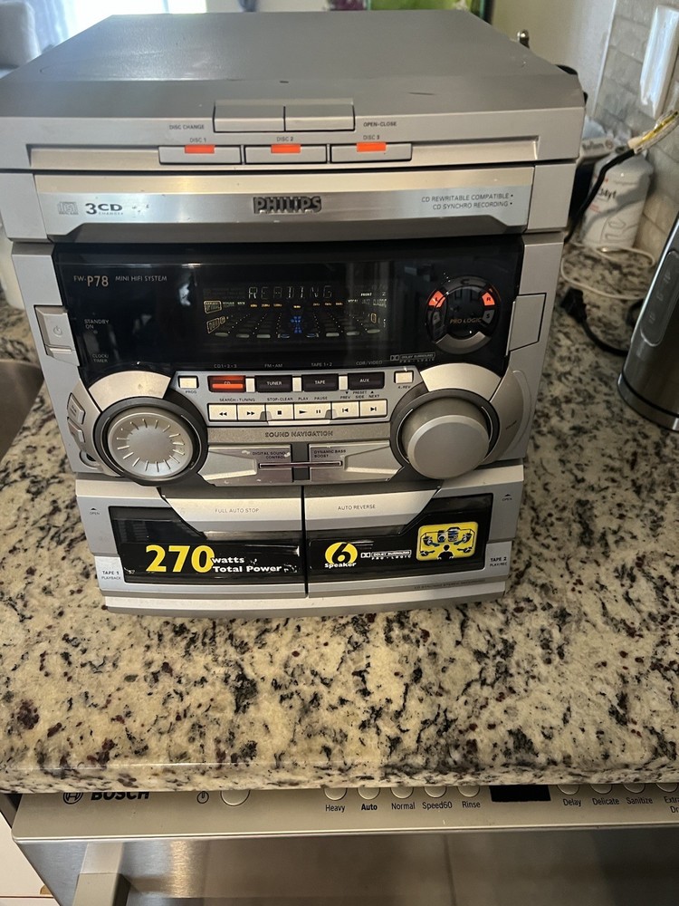 Phillips FW -P78 Shelf Stereo Tested Working 1 Cassette Doesn’t Work