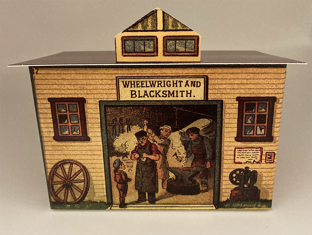 6 House Shaped Gift Boxes - Church, School, Firehall, Blacksmith - Christmas