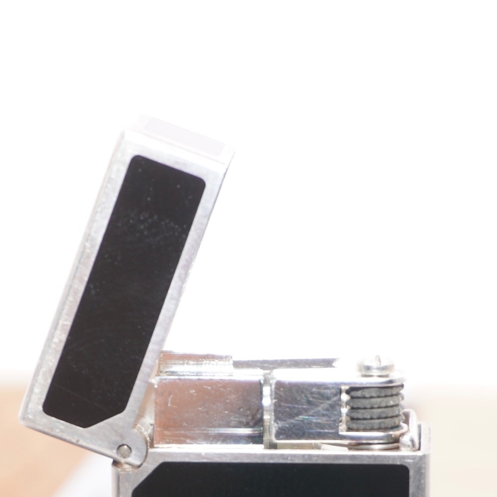 Dunhill Mini Lighter Silver & Black Lacquer_Ultrasonically Cleaned_Working
