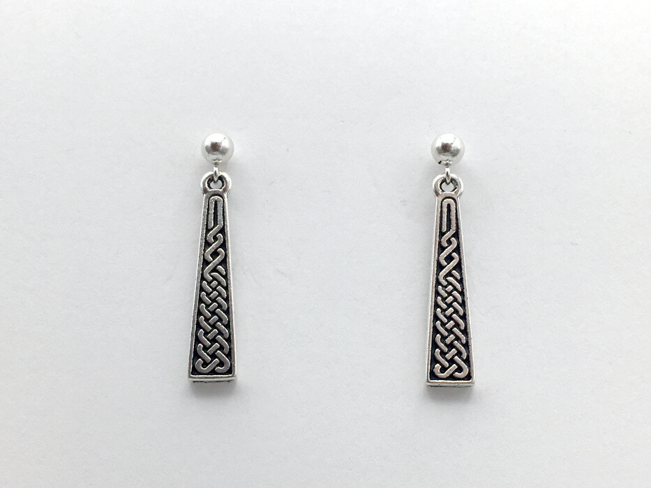 4mm Sterling Silver ball stud w/ Pewter  Celtic Braid Knot dangle Earrings