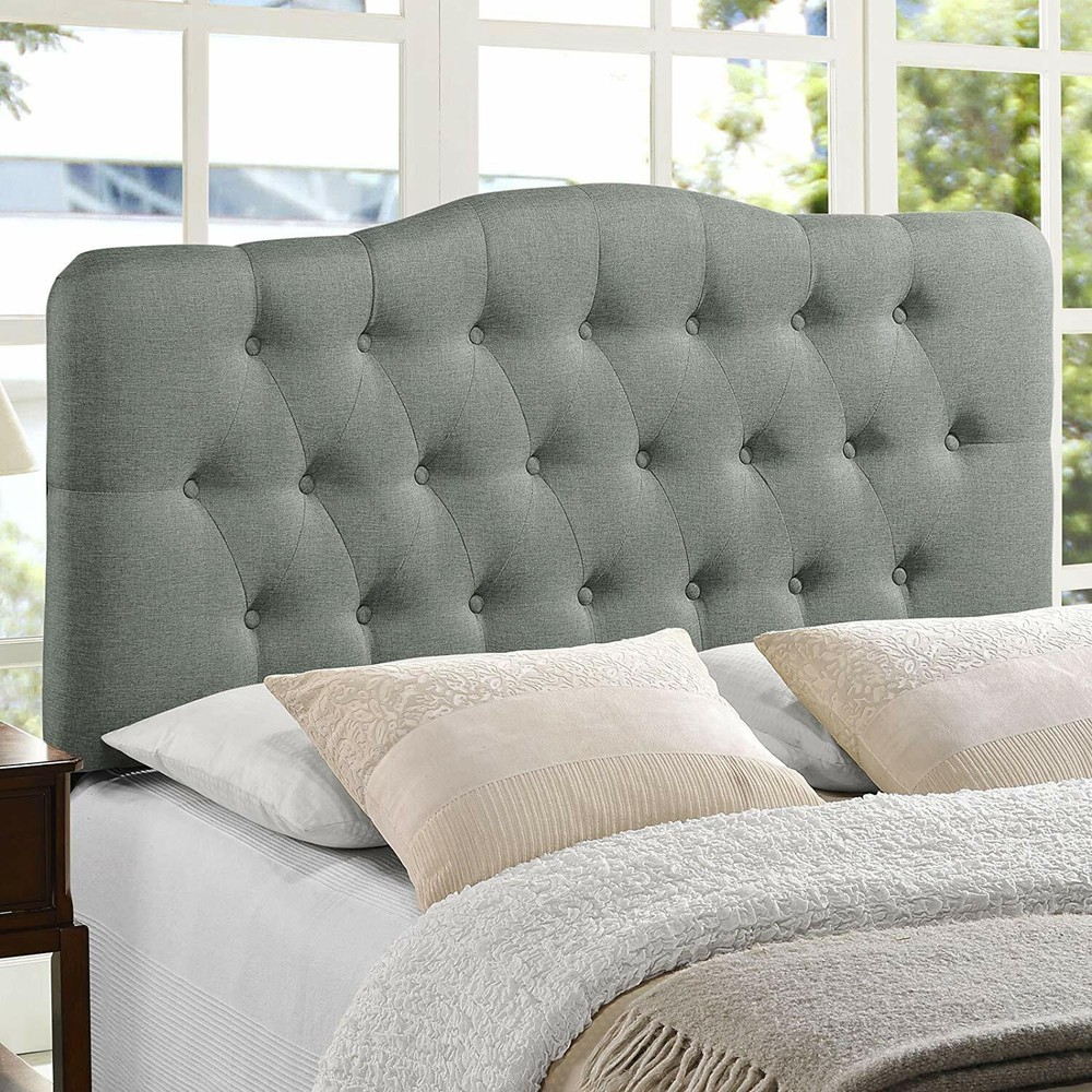 Gray Grey Upholstered Headboard Twin Full Queen King Bed Frame Mount Tuft Fabric