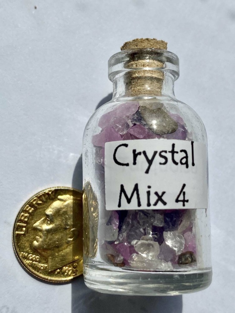 Crystal Mix #4 Gemstones Mini Gemstone Bottles with 6 Different Crystals