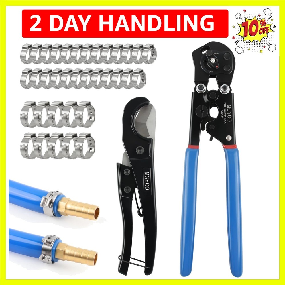 Cinch and Remove Dual-Function Pex Crimp Tool 3/8" to 1" Pex Crimper with Pex...