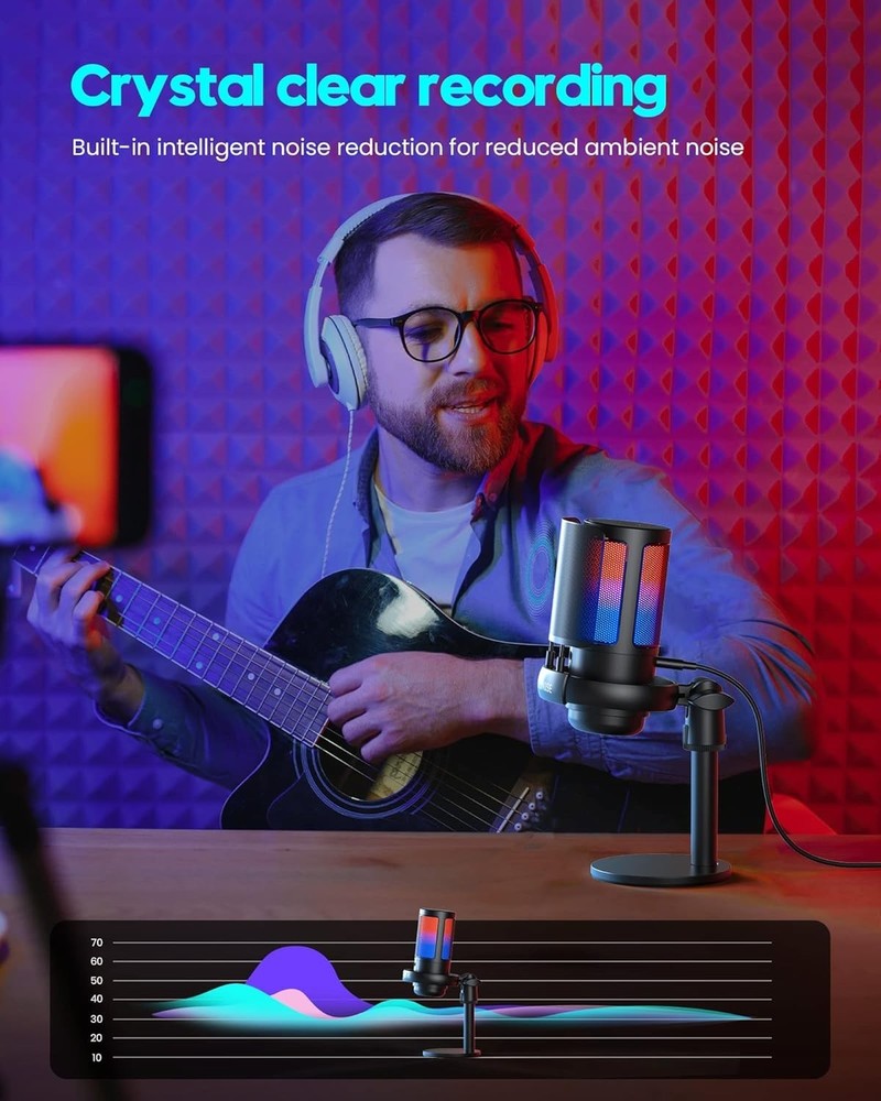 Cardioid Gaming Microphone with Quick Mute - USB & Headphone Jack Compatibility