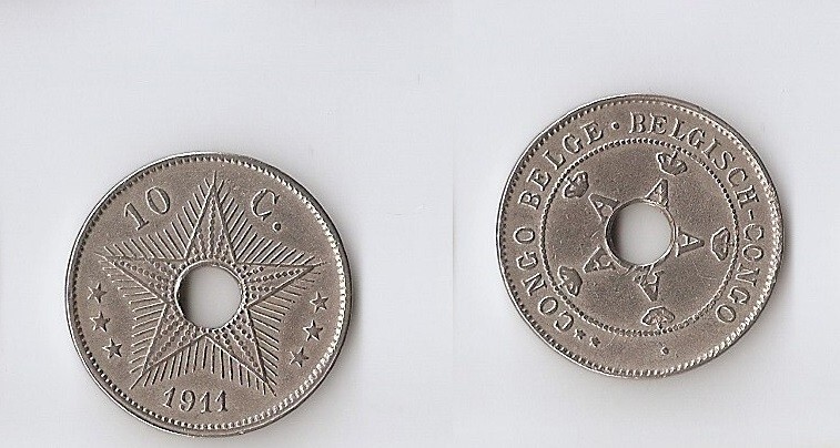 Belgian Congo 10 centimos 1911