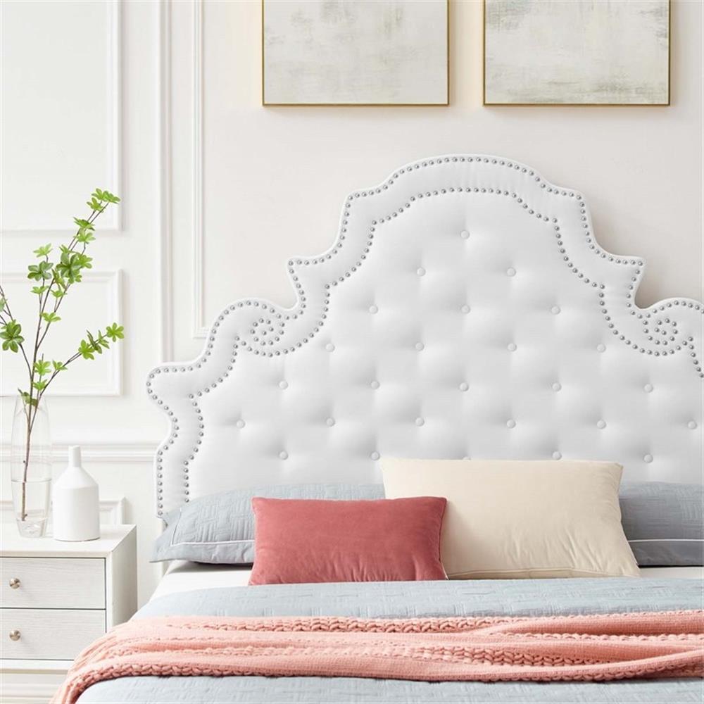 Modway Gwyneth Performance Velvet Full Platform Bed in White