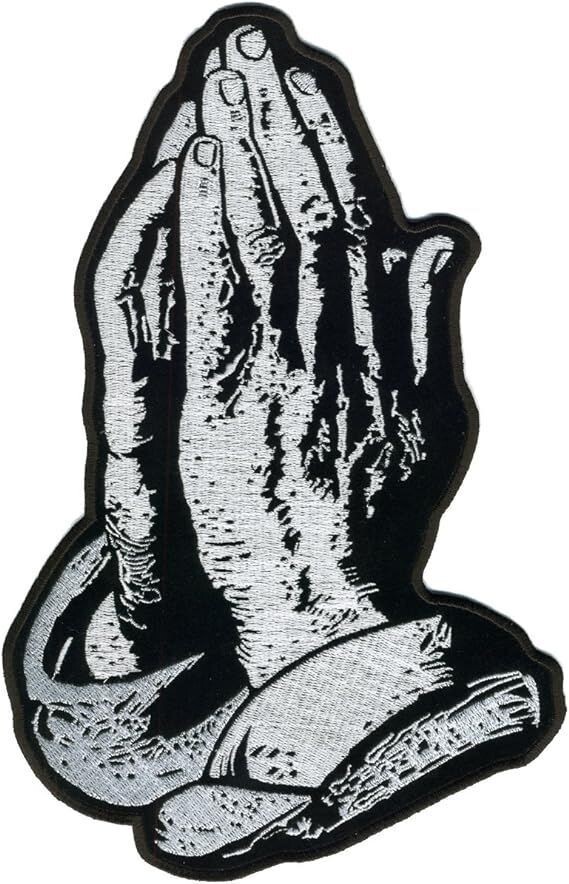 Praying Hands Patch Religious Christian Embroidered Patch ||2PC IRON ON 5"x3"