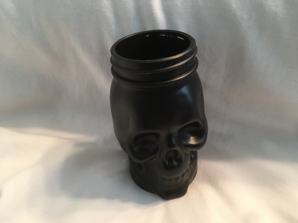 = 6'' BLACK GLASS SKULL JAR