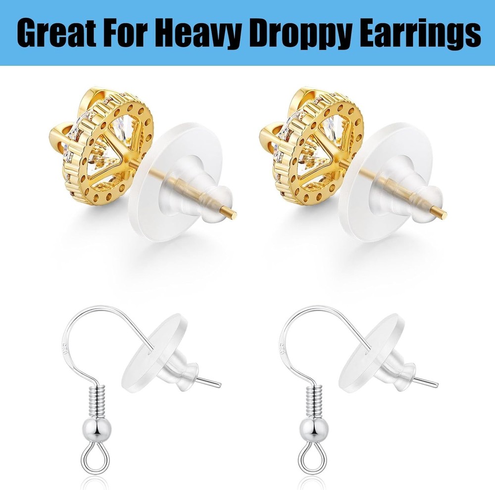 Earring Backs Rubber,100pcs Soft Clear 10MM, Silicone 100