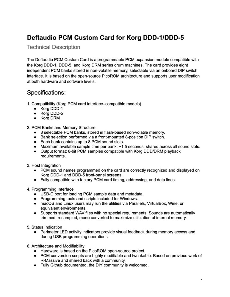 Deftaudio Programmable PCM card for Korg DDD-1 / DDD-5