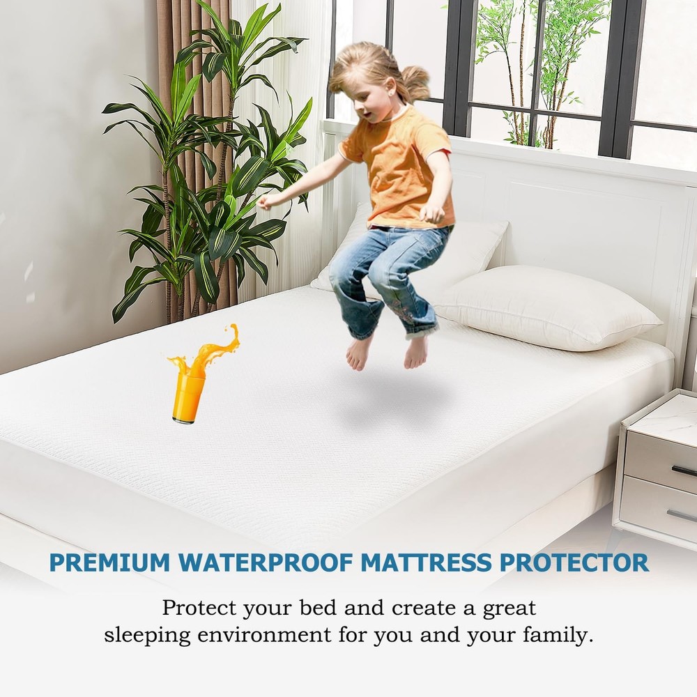 4-Layer Ultra Soft Premium Waterproof Mattress Protector Full Size, Cooling M...