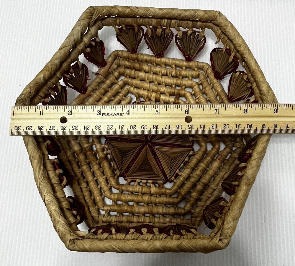 Vintage Handmade 9" Coiled/Woven Basket