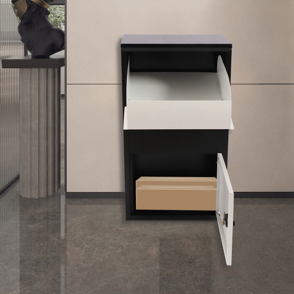 Package Delivery Box Mail Parcel Drop Mailbox Home Container Porch Outdoor Black