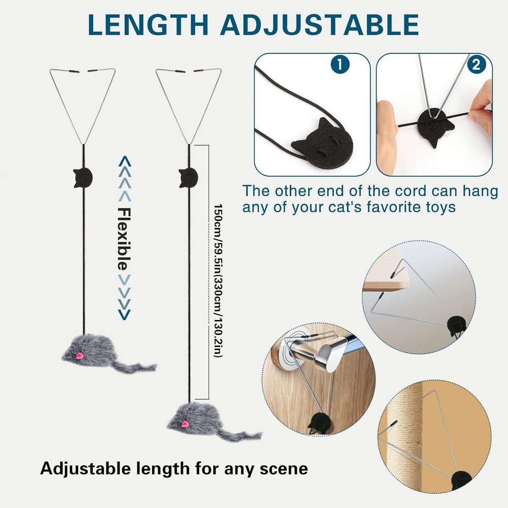 Delightful Interactive Cat Feather Toy - Adjustable Teaser Wand for Indoor Play