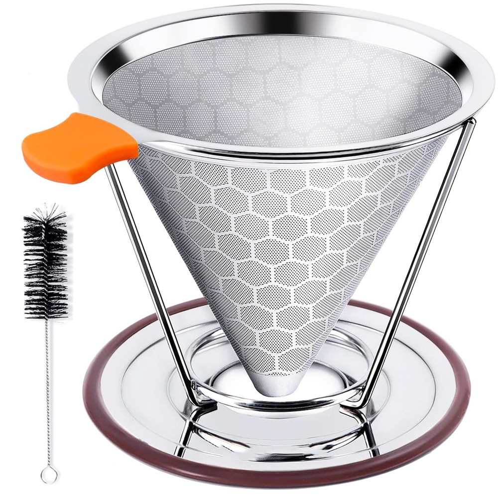 Pour Over Coffee Dripper, Stainless Steel Filter, Average,