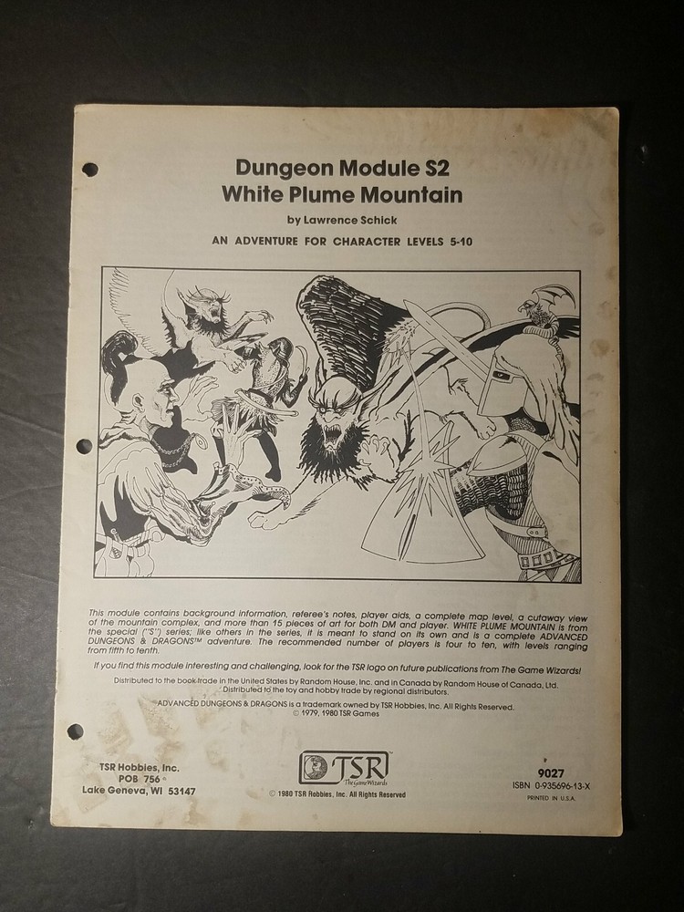 AD&D MODULE S2 White Plume Mountain 9027 1979 - Missing Clam Cover TSR RPG