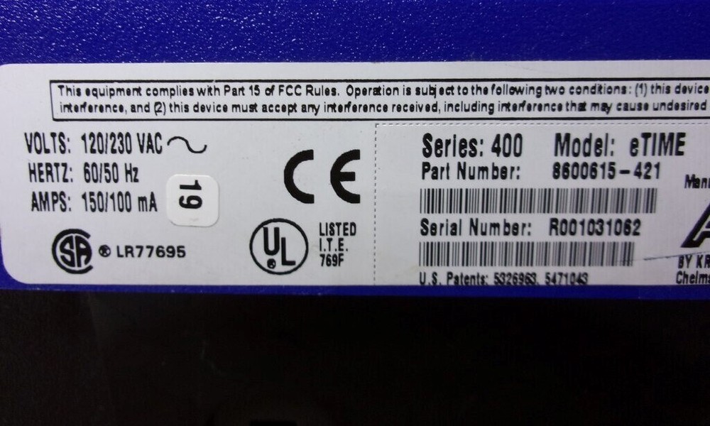 ADP eTime 8600615-421 Series 400 Timeclock SEE NOTES