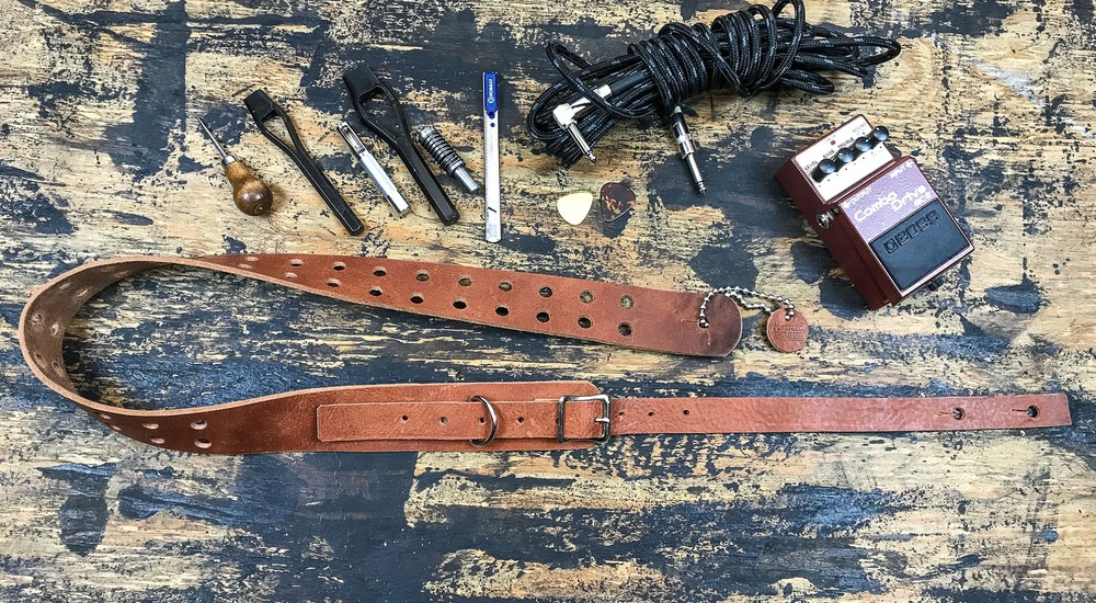 1 3/4" Tan Saddle Double Hole Buckle Guitar Strap