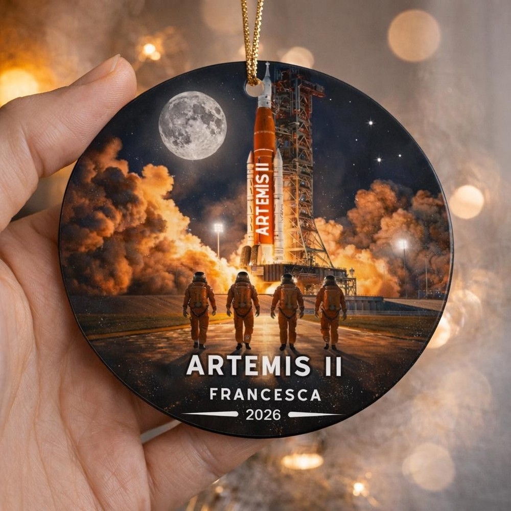 Artemis II Ornament, Personalized Rocket Launch Keepsake