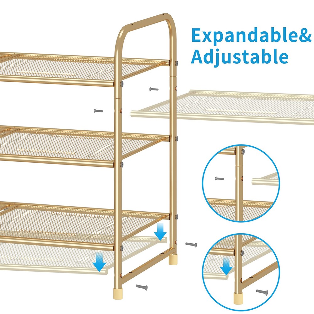Simple Trending 3-Tier Stackable Shoe Rack, Expandable & Adjustable Shoe Shel...