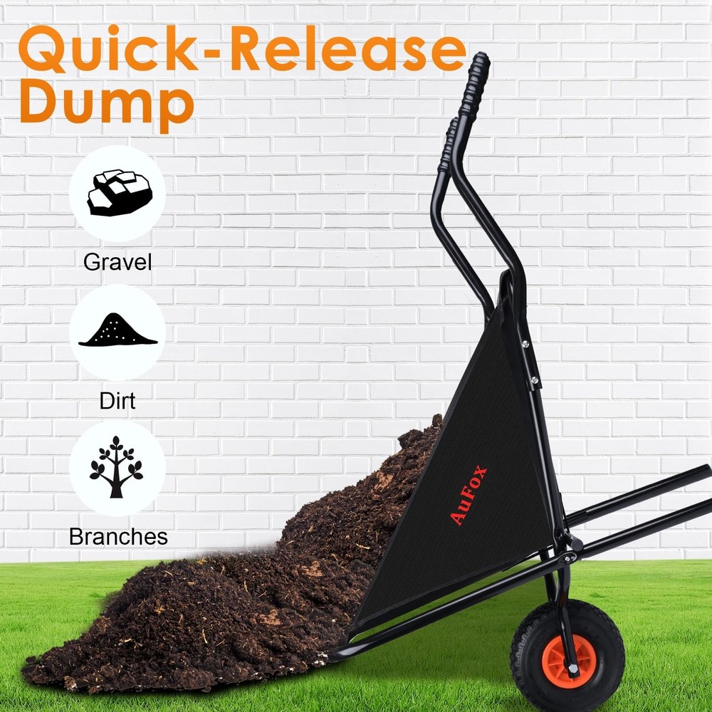 Collapsible Wheelbarrow, Foldable Yard Cart - Easy Loading & Dumping Garden C...