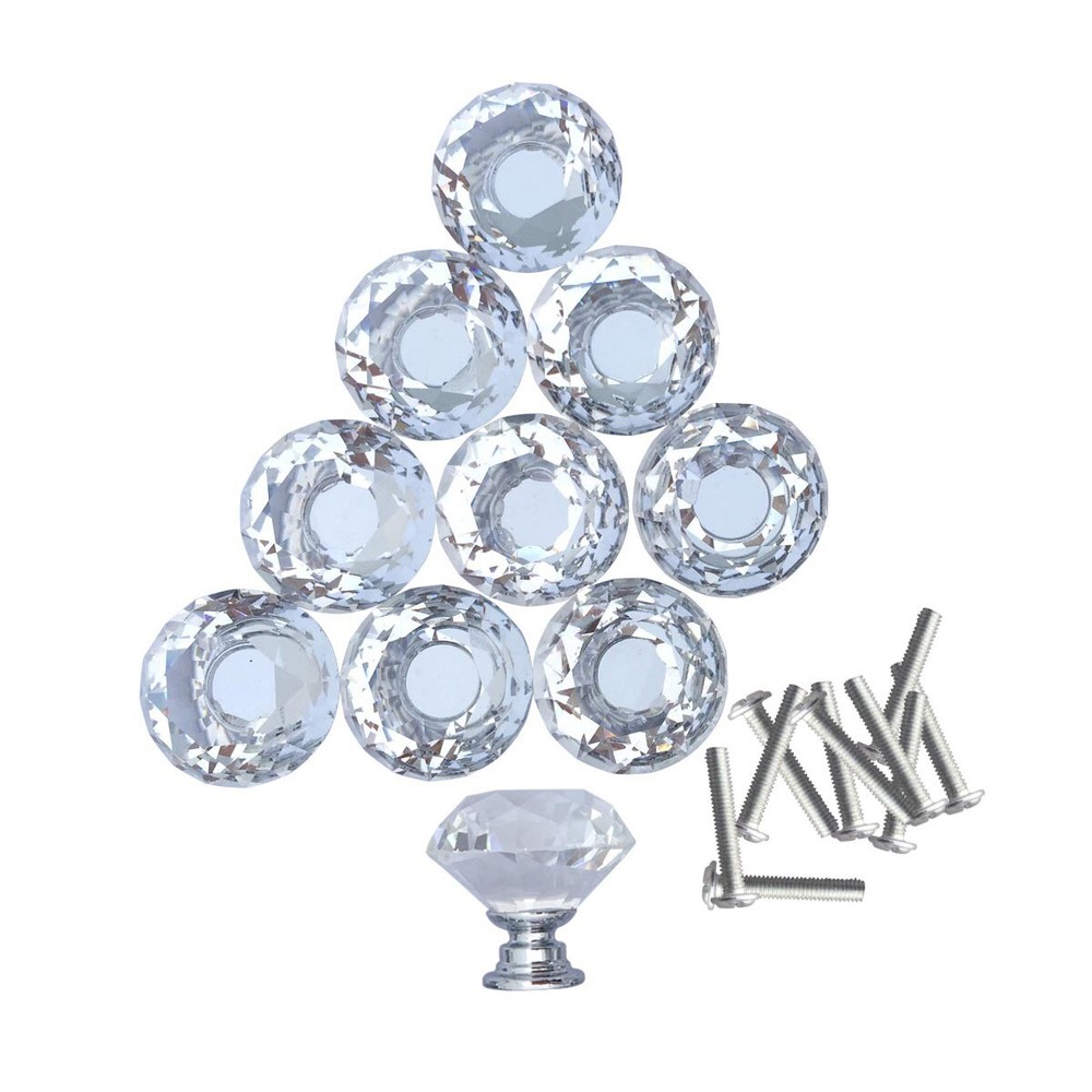 Glass Cabinet Knobs Diamond Shape Pull Handles Dresser Drawer Knobs 20 pcs