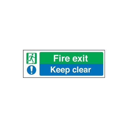 RT07047 Fire Exit Sign Keep Clear Photoluminescent Rigid Plastic 32062L