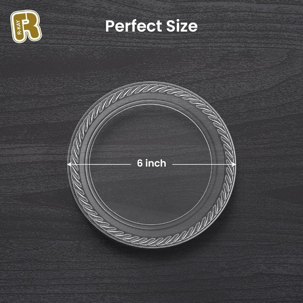 6 Inch Clear Plastic Plates - Heavy Duty Small Dert Plates -