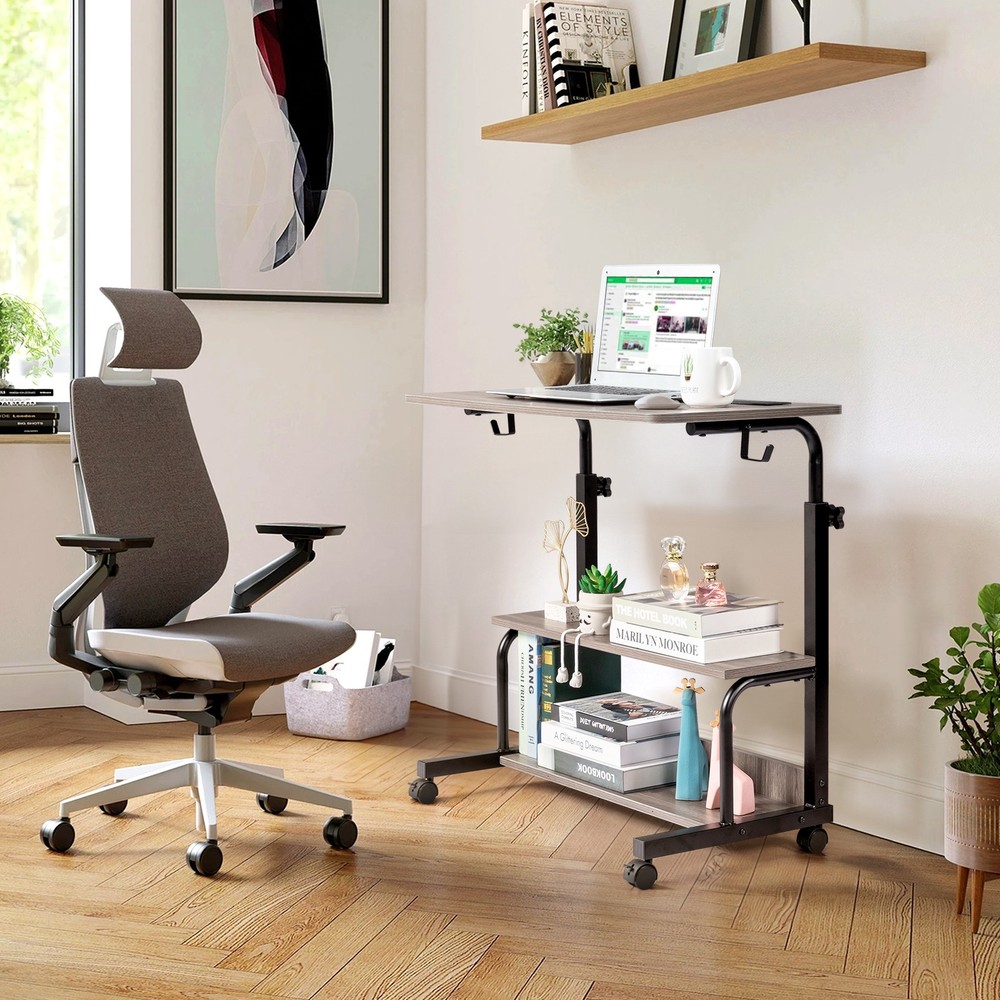 Grey Oak Particle Board with Melamine Coating Adjustable Computer Desk