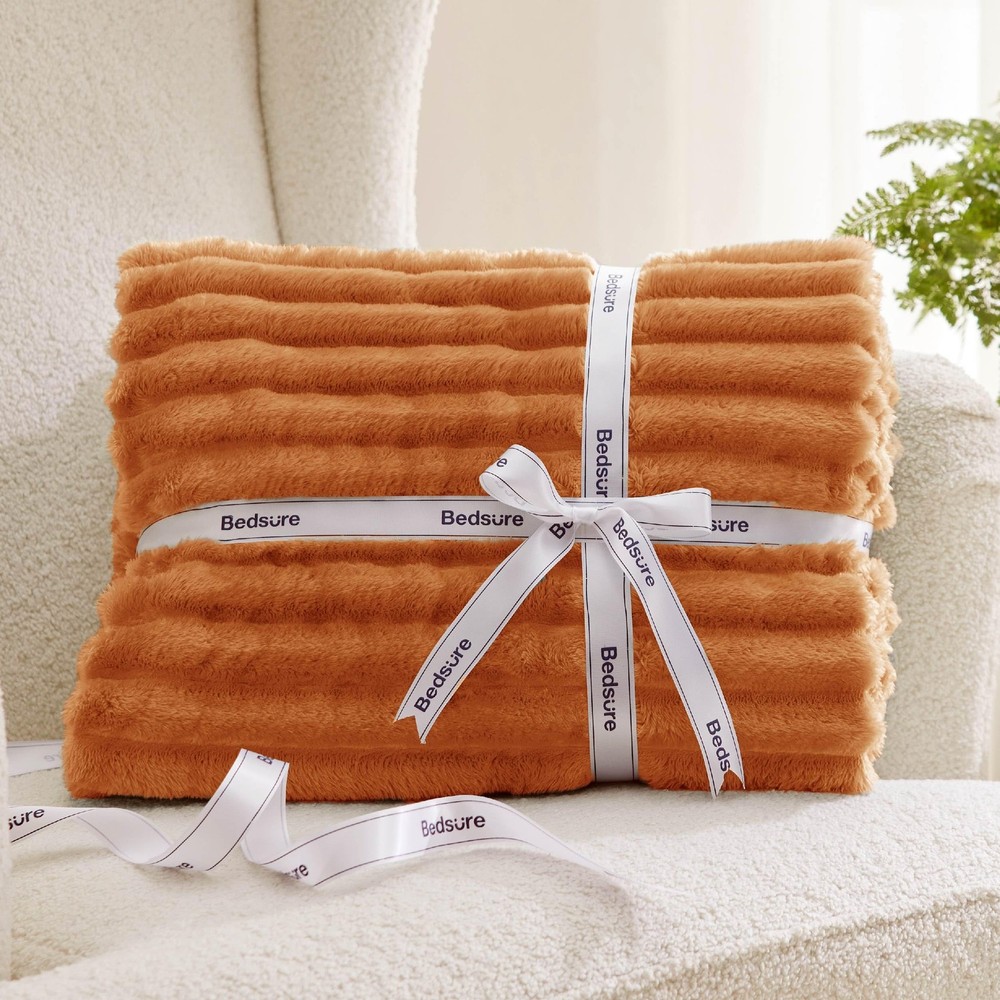 Bedsure GentleSoft Orange Full Blanket for Couch - (84" x 90"),